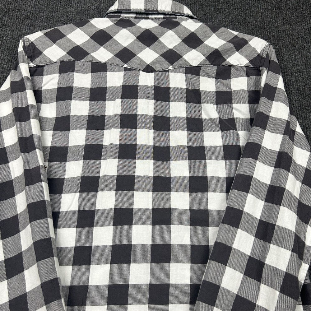 Jachs Girlfriend Medium Top Gray White Plaid Check Snap Button Down - Picture 8 of 15